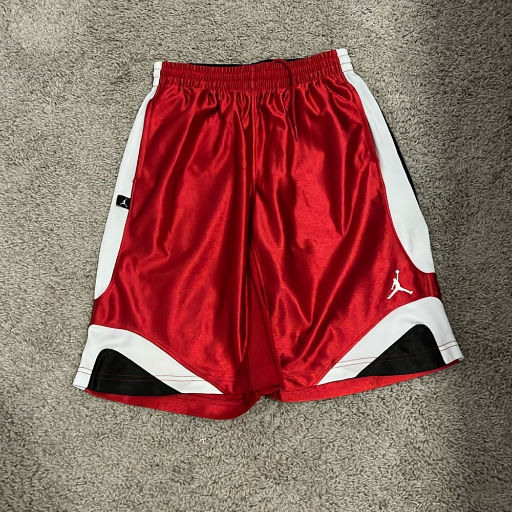 Red, black, and white Jordan shorts